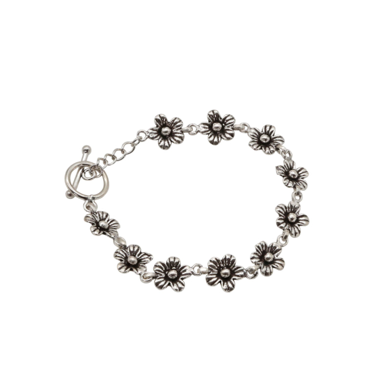 Dainty Silver Flower Bracelet