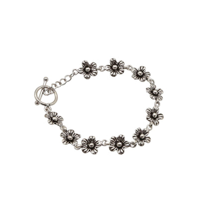 Dainty Silver Flower Bracelet