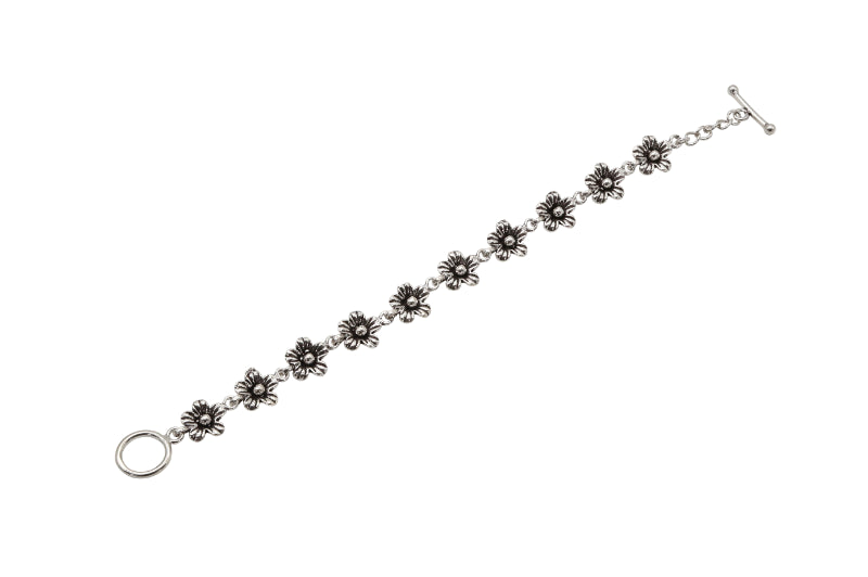 Dainty Silver Flower Bracelet