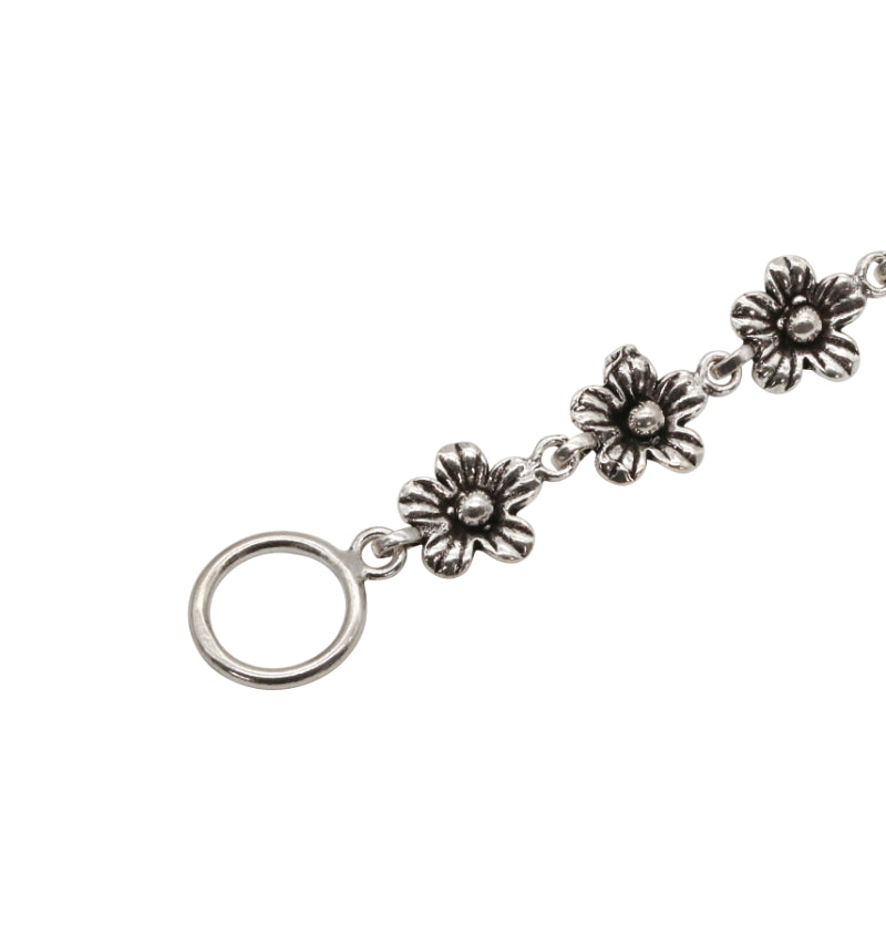 Dainty Silver Flower Bracelet