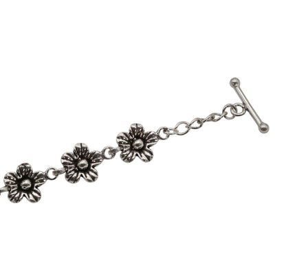 Dainty Silver Flower Bracelet