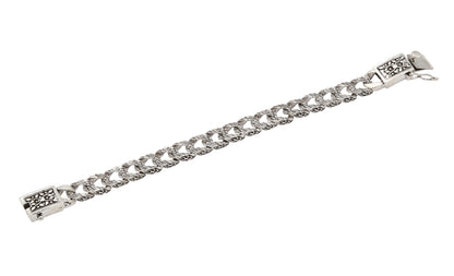 Oxidized Sterling Silver Intricate Curb Chain Bracelet for men