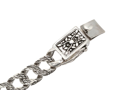 Oxidized Sterling Silver Intricate Curb Chain Bracelet for men