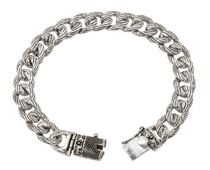 Oxidized Sterling Silver Rope Chain Link Bracelet for Men