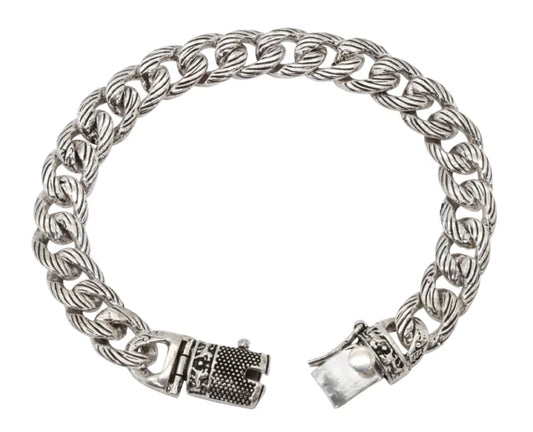 Oxidized Sterling Silver Rope Chain Link Bracelet for Men