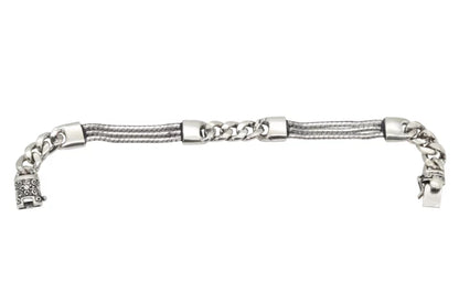Sterling Silver Mixed Link Bracelet with Curb Chain