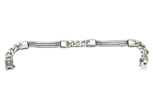 Sterling Silver Mixed Link Bracelet with Curb Chain