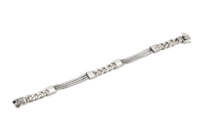 Sterling Silver Mixed Link Bracelet with Curb Chain