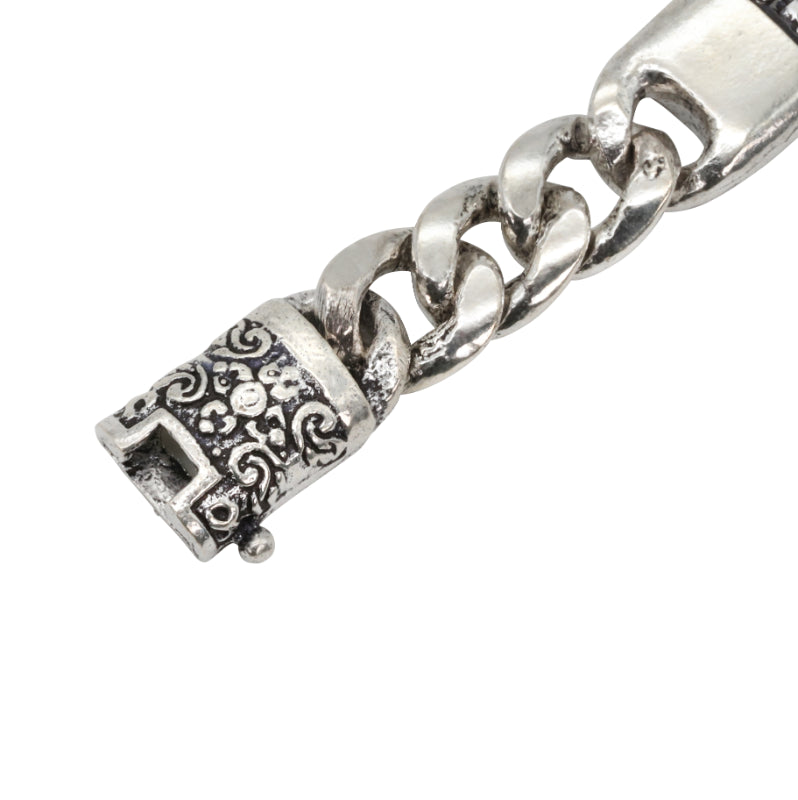 Sterling Silver Mixed Link Bracelet with Curb Chain