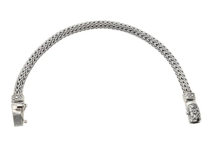 Sterling Silver Classic Chain Bracelet with Carved Clasp