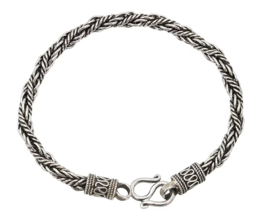 Oxidized Sterling Silver Rope Chain Bracelet