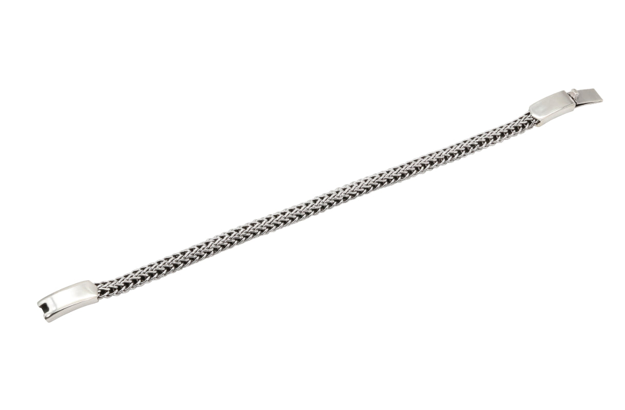 Sterling Silver Woven Chain Bracelet for Men