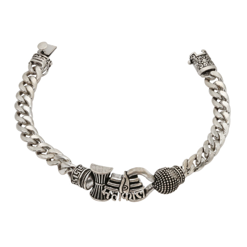 Oxidized Silver Mahadev-Inspired Chain Bracelet