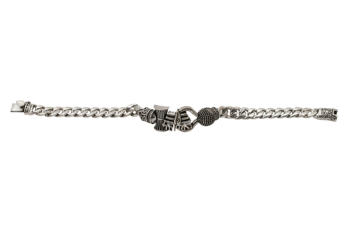 Oxidized Silver Mahadev-Inspired Chain Bracelet
