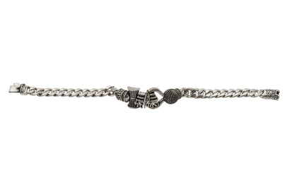 Oxidized Silver Mahadev-Inspired Chain Bracelet