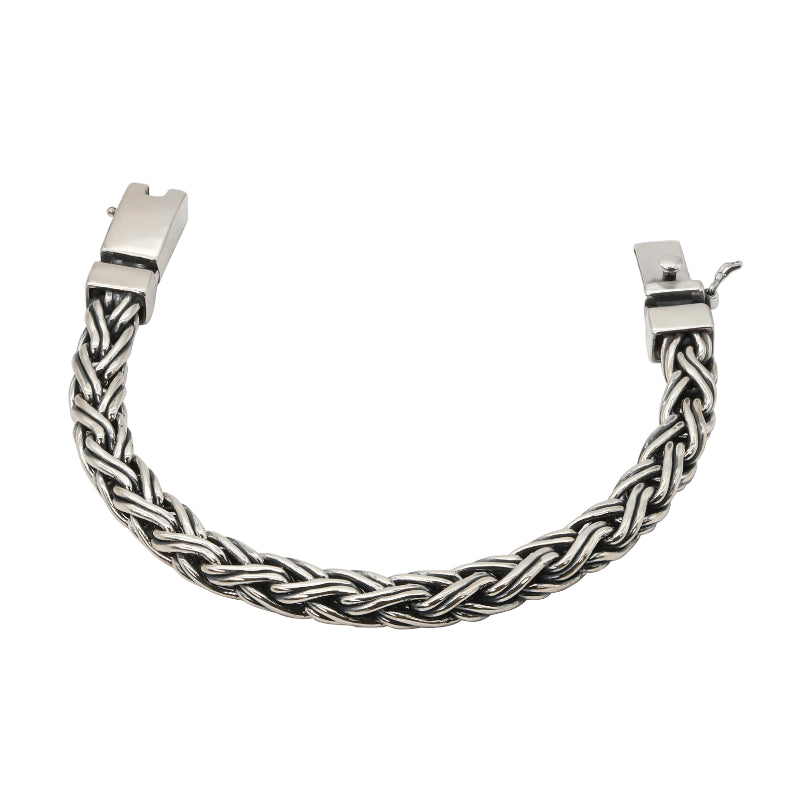 Braided Oxidized Silver Chain Bracelet
