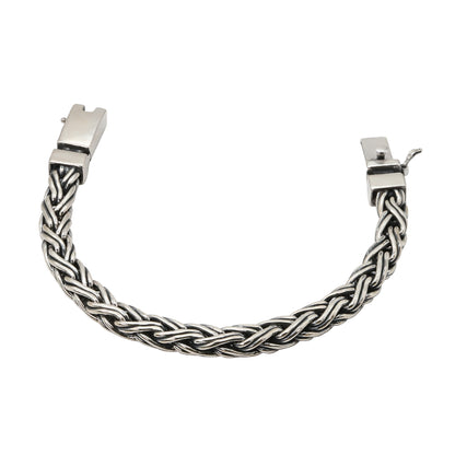 Braided Oxidized Silver Chain Bracelet