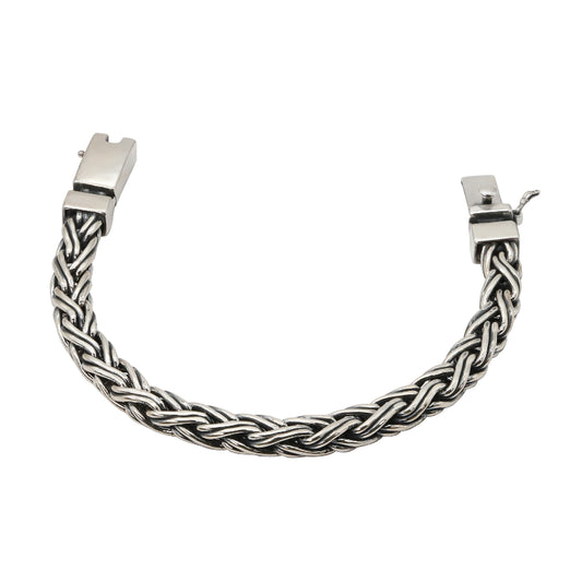 Braided Oxidized Silver Chain Bracelet