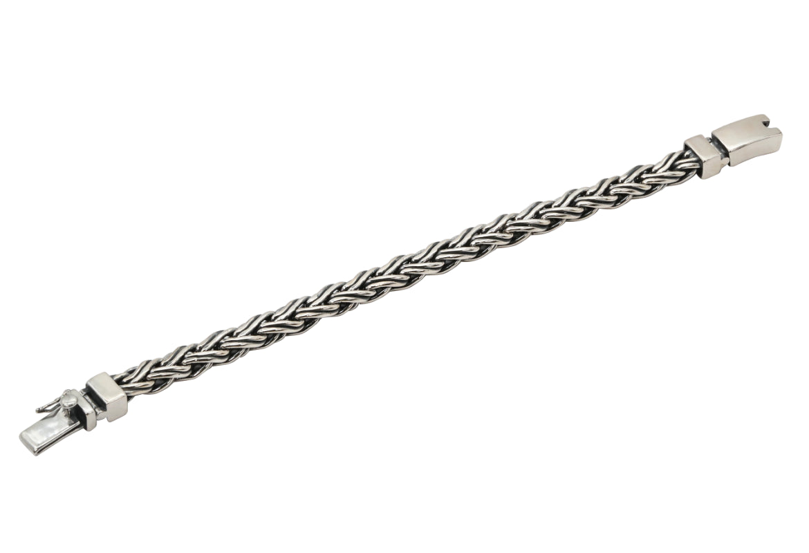 Braided Oxidized Silver Chain Bracelet