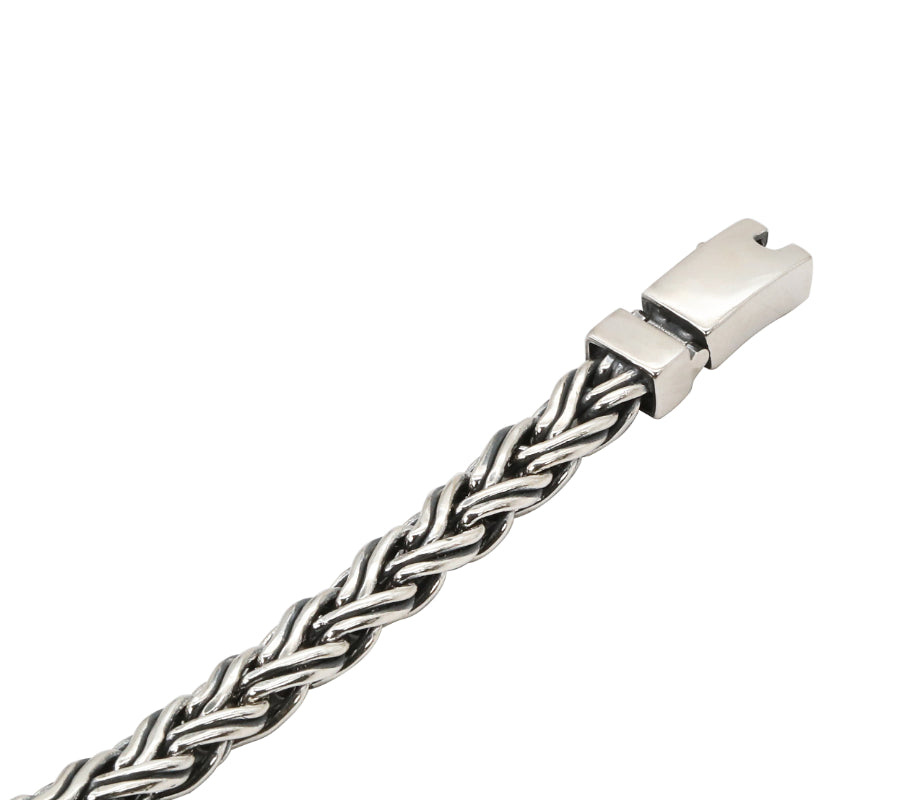 Braided Oxidized Silver Chain Bracelet