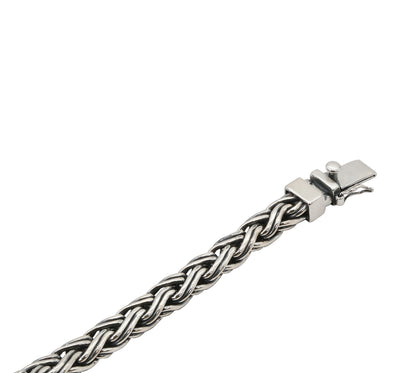 Braided Oxidized Silver Chain Bracelet