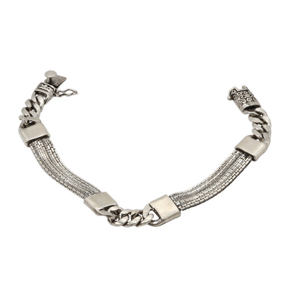 Mixed Texture Oxidized Silver Bracelet