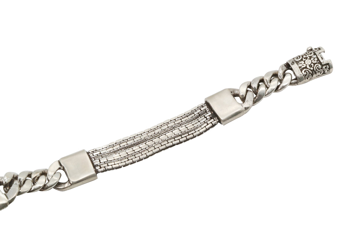 Mixed Texture Oxidized Silver Bracelet