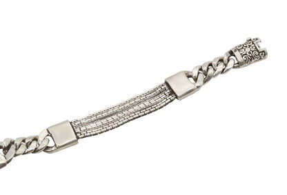 Mixed Texture Oxidized Silver Bracelet