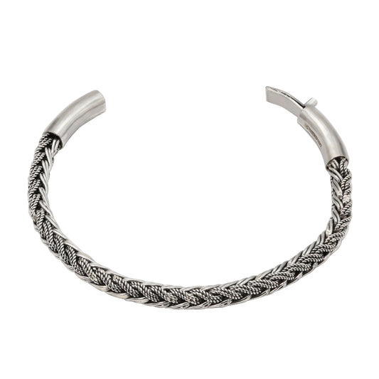 Oxidized Silver Braided Wire Cuff Bracelet