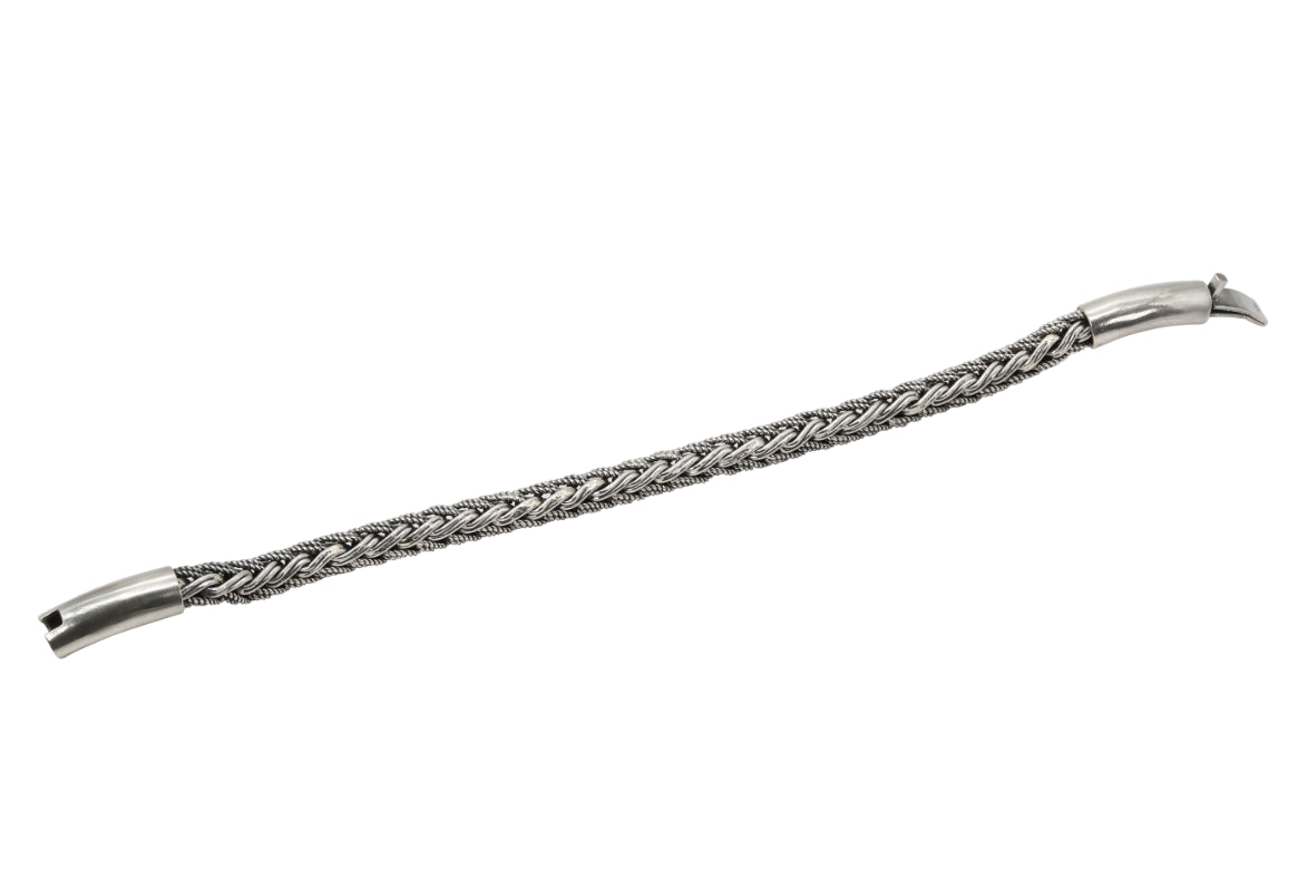 Oxidized Silver Braided Wire Cuff Bracelet