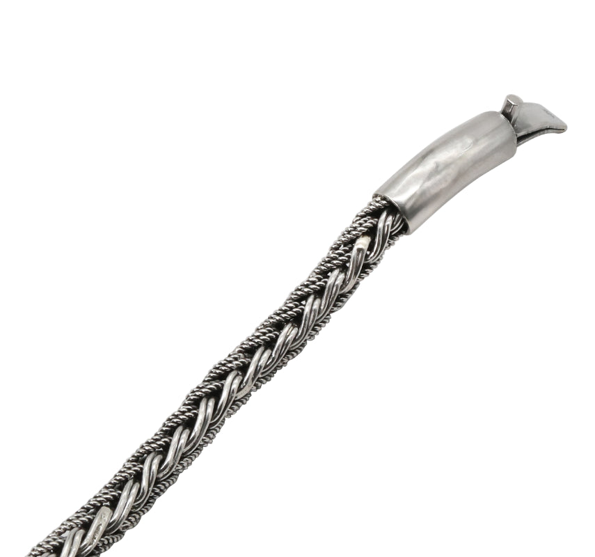 Oxidized Silver Braided Wire Cuff Bracelet