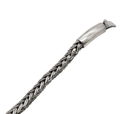 Oxidized Silver Braided Wire Cuff Bracelet