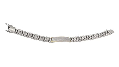 Pave CZ Accent Silver Link Bracelet