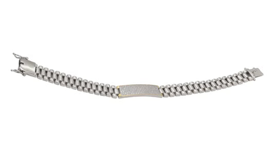 Pave CZ Accent Silver Link Bracelet