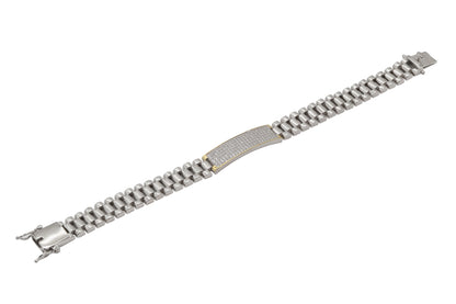 Pave CZ Accent Silver Link Bracelet