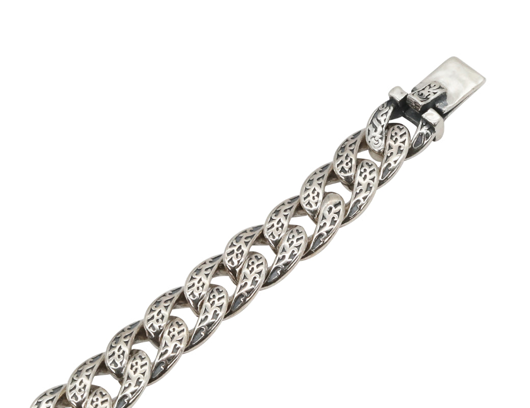 Regal Lion Head Oxidized Silver Chain Bracelet