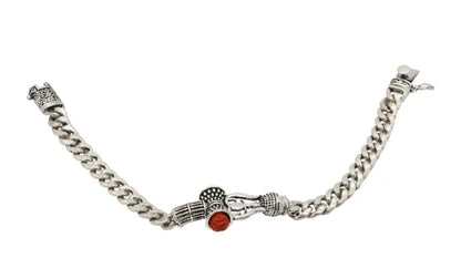Oxidized Silver Chain Bracelet with Symbolic Centerpiece