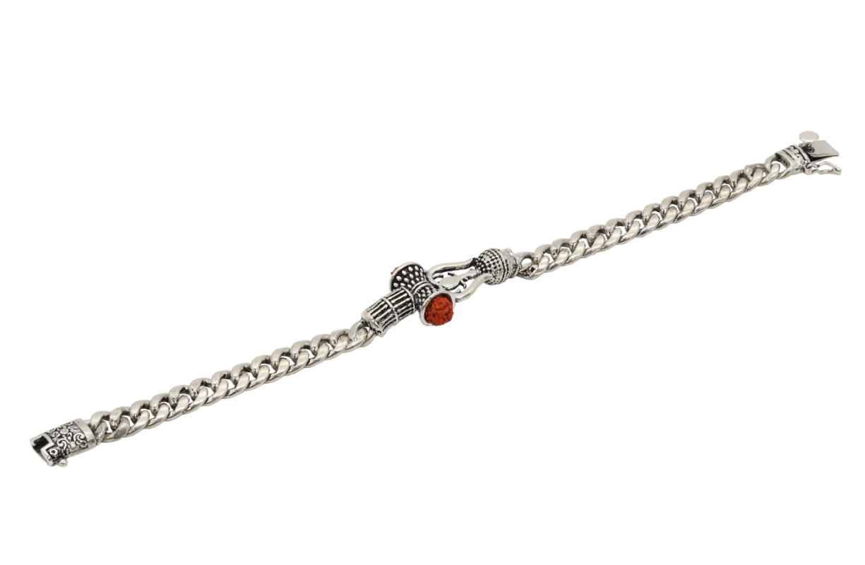 Oxidized Silver Chain Bracelet with Symbolic Centerpiece