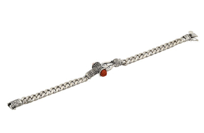 Oxidized Silver Chain Bracelet with Symbolic Centerpiece