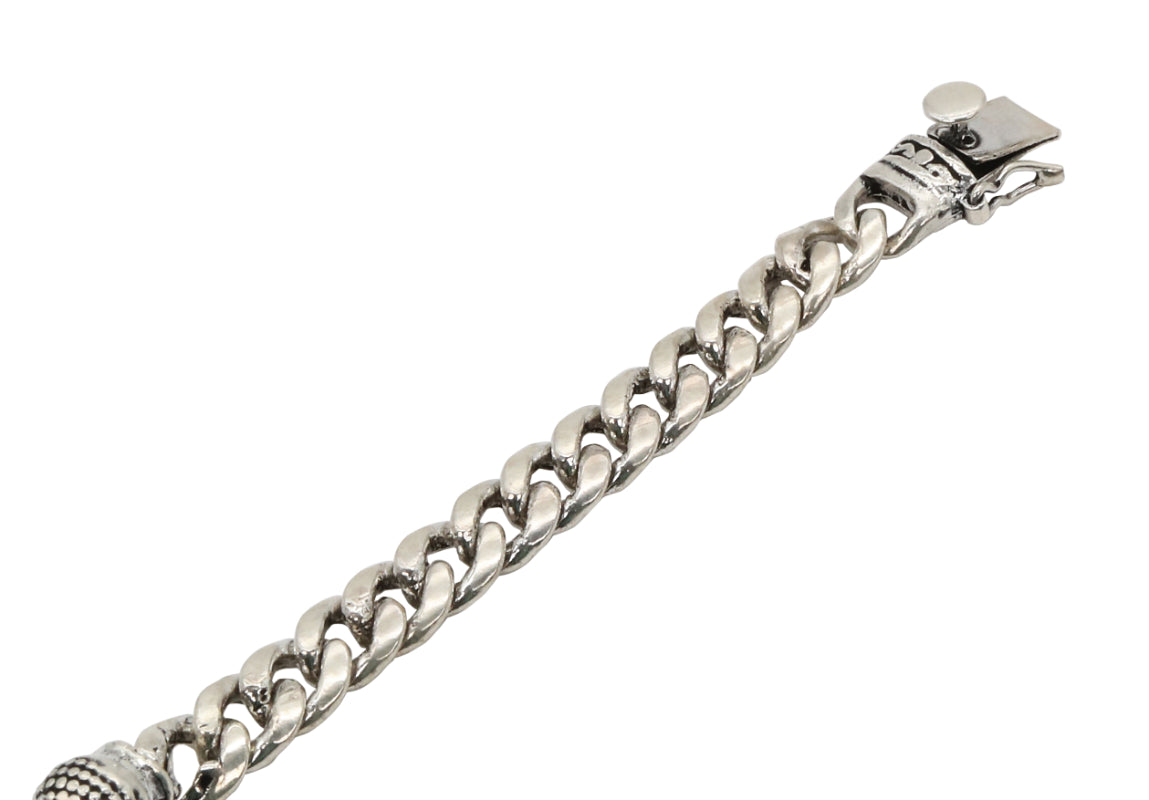 Oxidized Silver Chain Bracelet with Symbolic Centerpiece