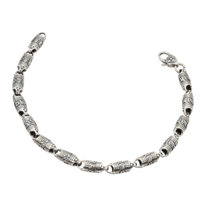Tibetan Mantra Silver Bracelet