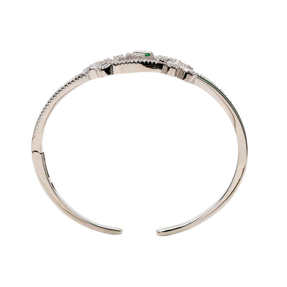 Elegant Leaf Green & CZ Accented Bangle