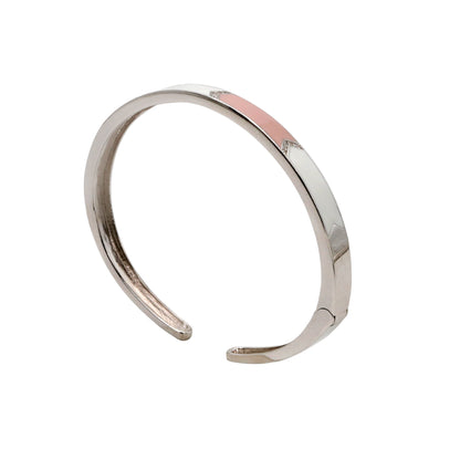 Modern Pastel Accent CZ Silver Cuff Bangle