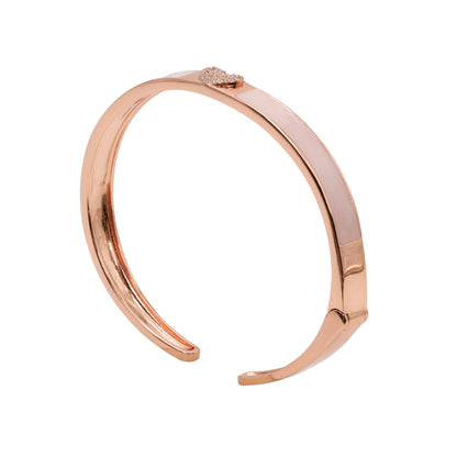 Elegant Rose toned CZ Accent Bangle with Pink Enamel