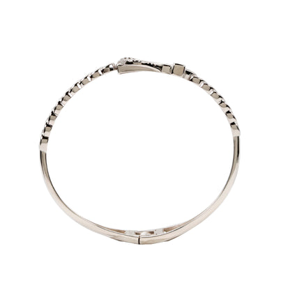 Modern Pastel Accent CZ Silver Cuff Bangle