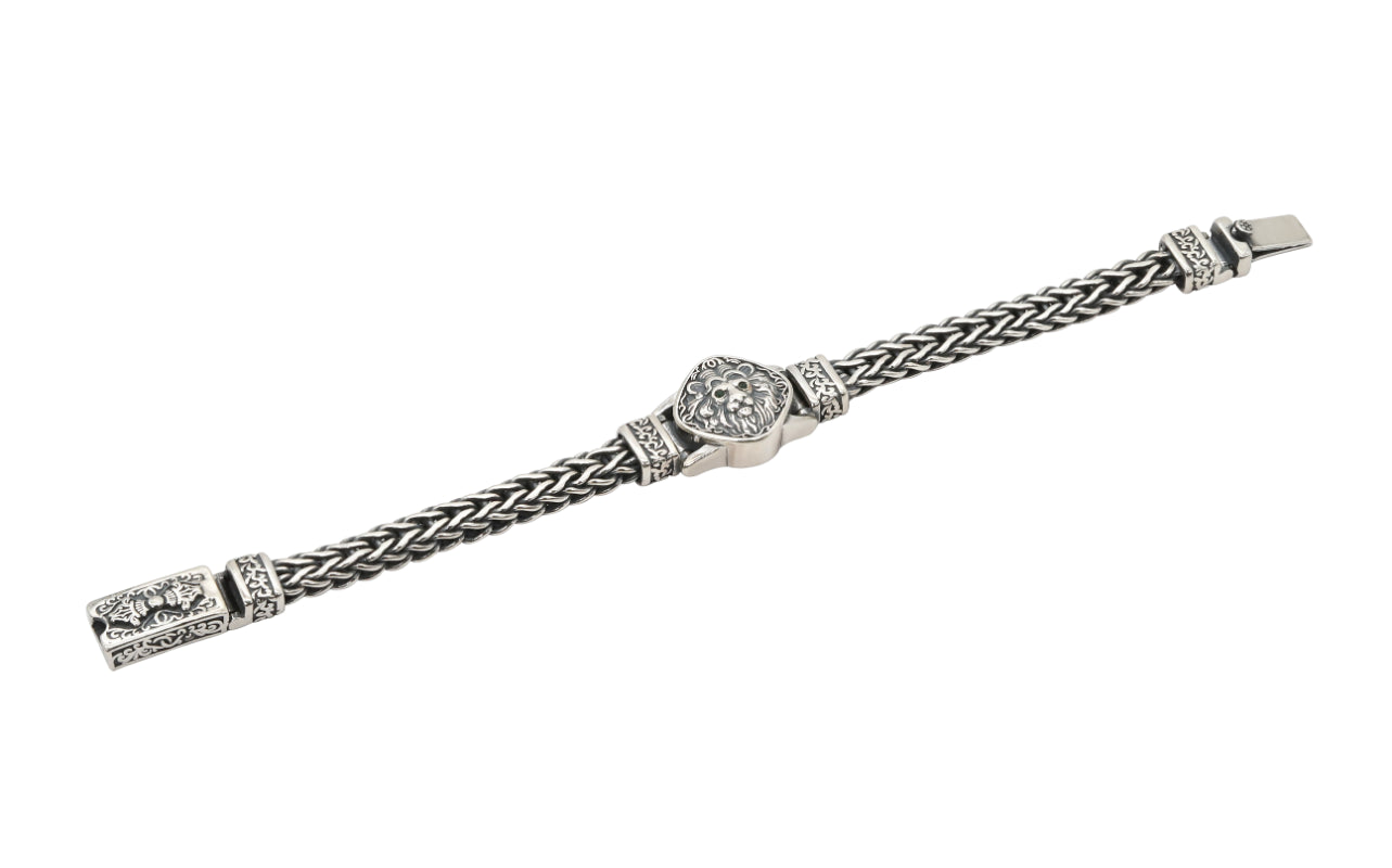 Emerald-Eyed Guardian Silver Bracelet