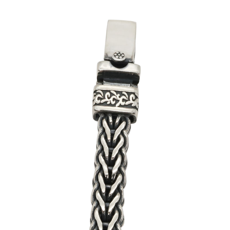 Emerald-Eyed Guardian Silver Bracelet