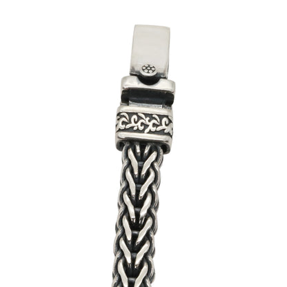 Emerald-Eyed Guardian Silver Bracelet