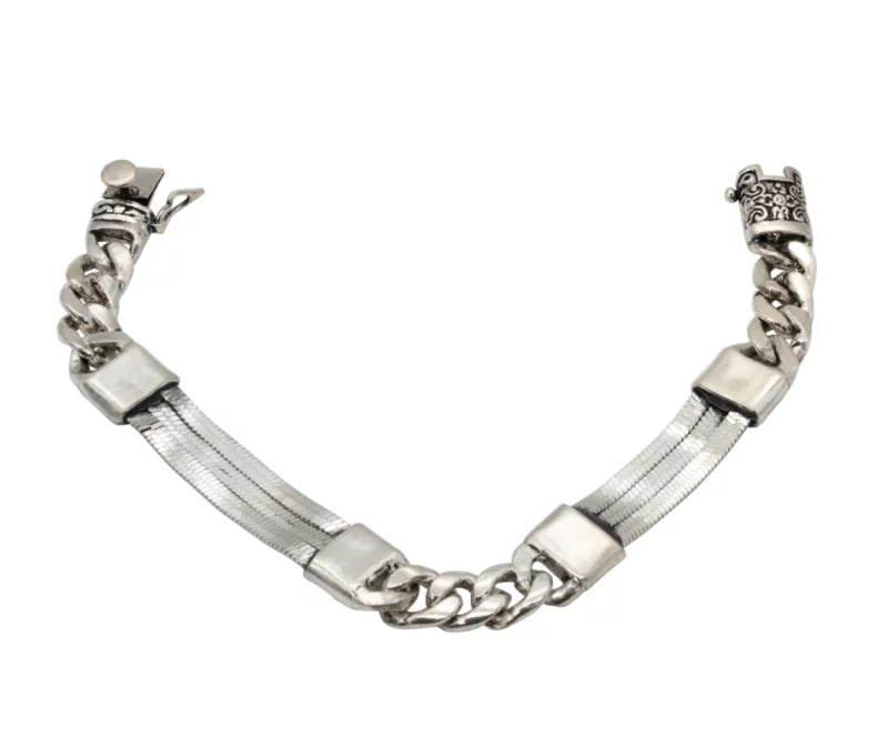 Mixed Link Silver Bracelet