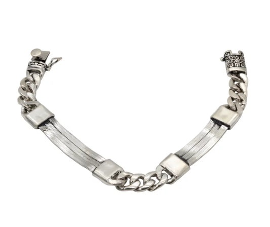Mixed Link Silver Bracelet